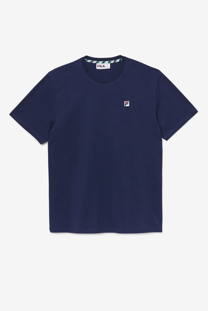 Fila T-Shirt Edgecumbe Short Sleeve Mens Navy - India JGH-753981